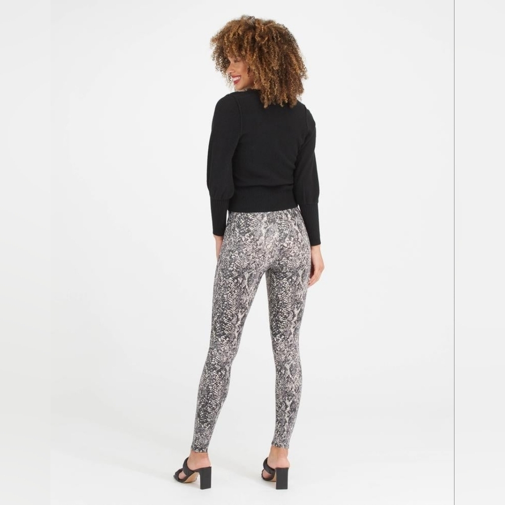 SPANX Faux Leather Snake Shine Y2K  Leggings  large - Picture 3 of 14